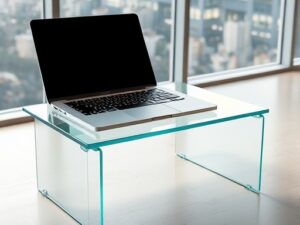 Portable Laptop Table with Single Glass Layer